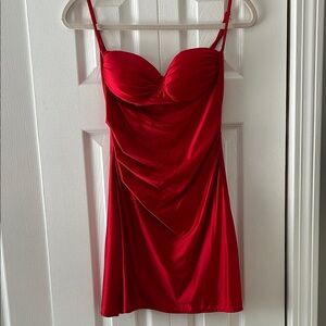 Red Satin Slip Dress